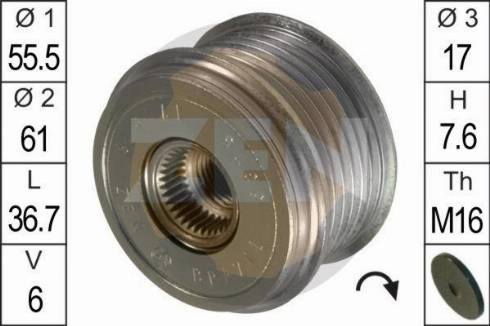 Messmer ZN5375 - Pulley, alternator, freewheel clutch autospares.lv