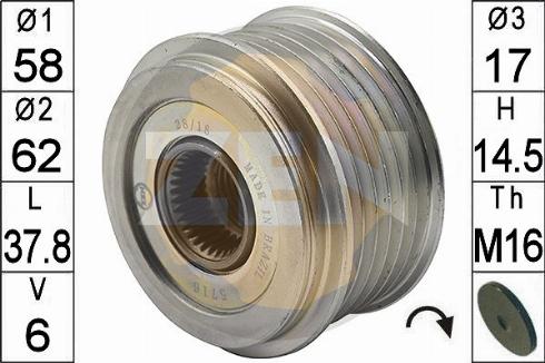 Messmer ZN5716 - Pulley, alternator, freewheel clutch autospares.lv