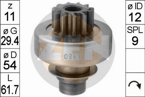 Messmer ZN0961 - Pinion, bendix, starter autospares.lv