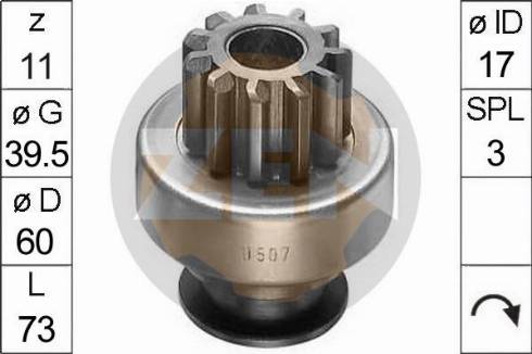 Messmer ZN0507 - Pinion, bendix, starter autospares.lv