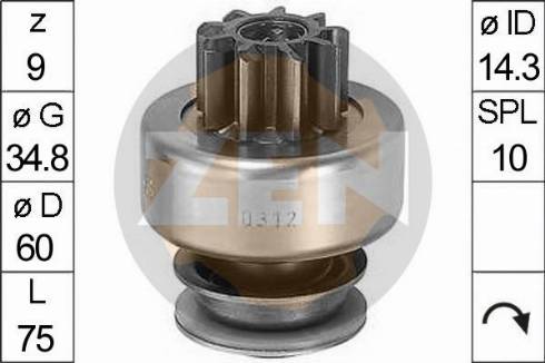 Messmer ZN0312 - Pinion, bendix, starter autospares.lv