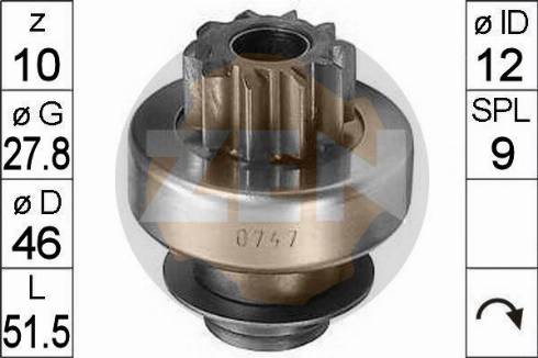 Messmer ZN0747 - Pinion, bendix, starter autospares.lv