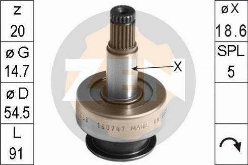 Messmer ZN1563 - Pinion, bendix, starter autospares.lv