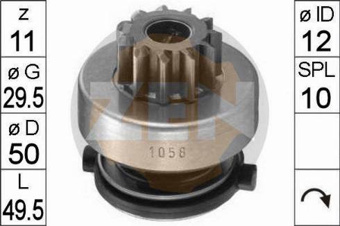 Messmer ZN1058 - Pinion, bendix, starter autospares.lv