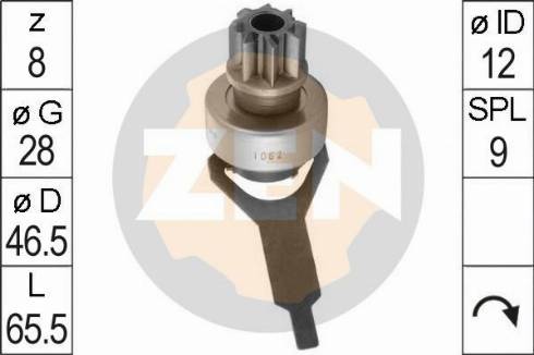 Messmer ZN1062 - Pinion, bendix, starter autospares.lv