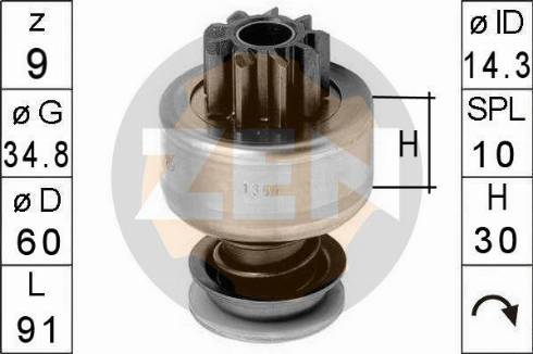 Messmer ZN1364 - Pinion, bendix, starter autospares.lv