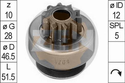 Messmer ZN1209 - Pinion, bendix, starter autospares.lv