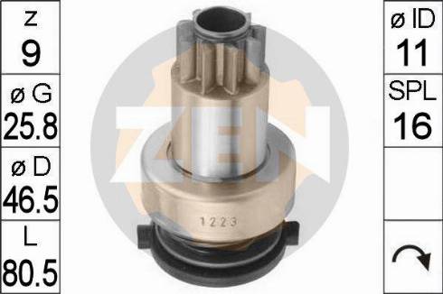 Messmer ZN1223 - Pinion, bendix, starter autospares.lv