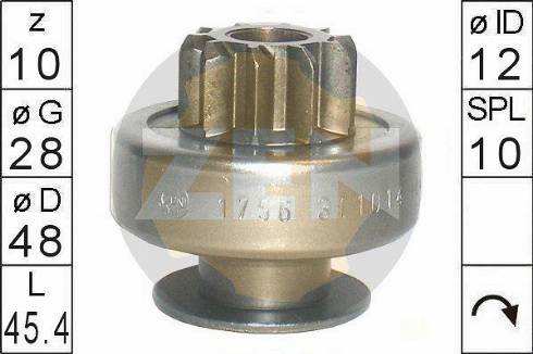 Messmer ZN1756 - Pinion, bendix, starter autospares.lv