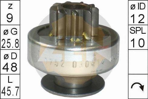 Messmer ZN1752 - Pinion, bendix, starter autospares.lv