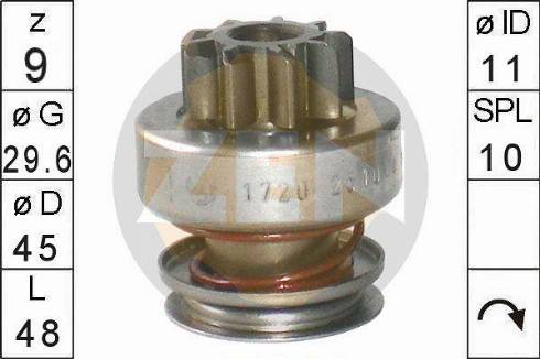 Messmer ZN1720 - Pinion, bendix, starter autospares.lv