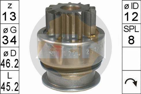 Messmer ZN1774 - Pinion, bendix, starter autospares.lv