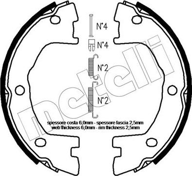 Metelli 53-0097K - Brake Shoe Set, parking brake autospares.lv