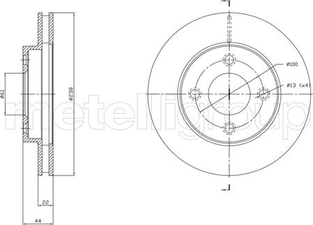 Metelli 23-1808C - Brake Disc autospares.lv