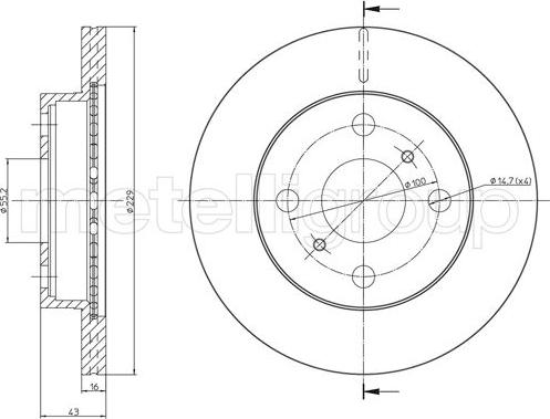 Metelli 23-1735 - Brake Disc autospares.lv