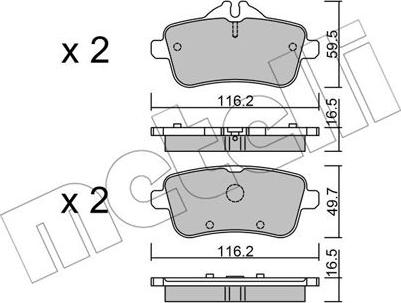 Metelli 22-0968-3 - Brake Pad Set, disc brake autospares.lv