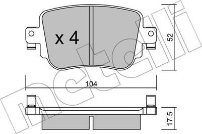 Metelli 22-0980-0 - Brake Pad Set, disc brake autospares.lv