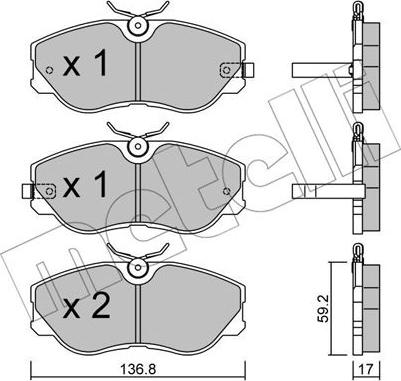 Metelli 22-0491-0 - Brake Pad Set, disc brake autospares.lv