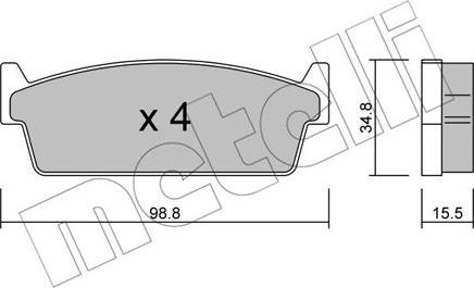 Metelli 22-0493-0 - Brake Pad Set, disc brake autospares.lv