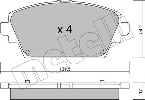 Metelli 22-0464-0 - Brake Pad Set, disc brake autospares.lv