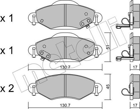 Metelli 22-0421-0 - Brake Pad Set, disc brake autospares.lv