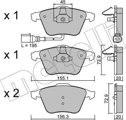 Metelli 22-0549-4 - Brake Pad Set, disc brake autospares.lv