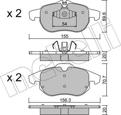 Metelli 22-0540-4 - Brake Pad Set, disc brake autospares.lv