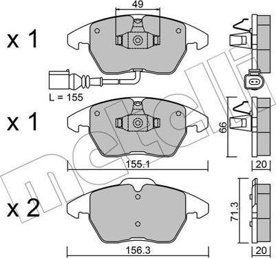 Metelli 22-0548-0 - Brake Pad Set, disc brake autospares.lv