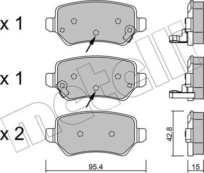 Metelli 22-0542-2 - Brake Pad Set, disc brake autospares.lv