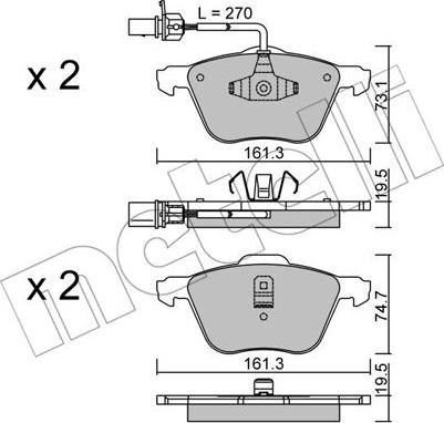 Metelli 22-0551-0 - Brake Pad Set, disc brake autospares.lv