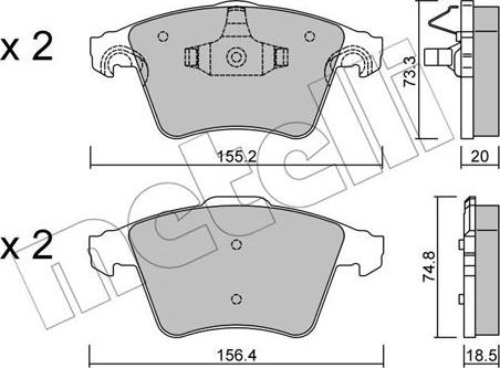 Metelli 22-0552-3 - Brake Pad Set, disc brake autospares.lv