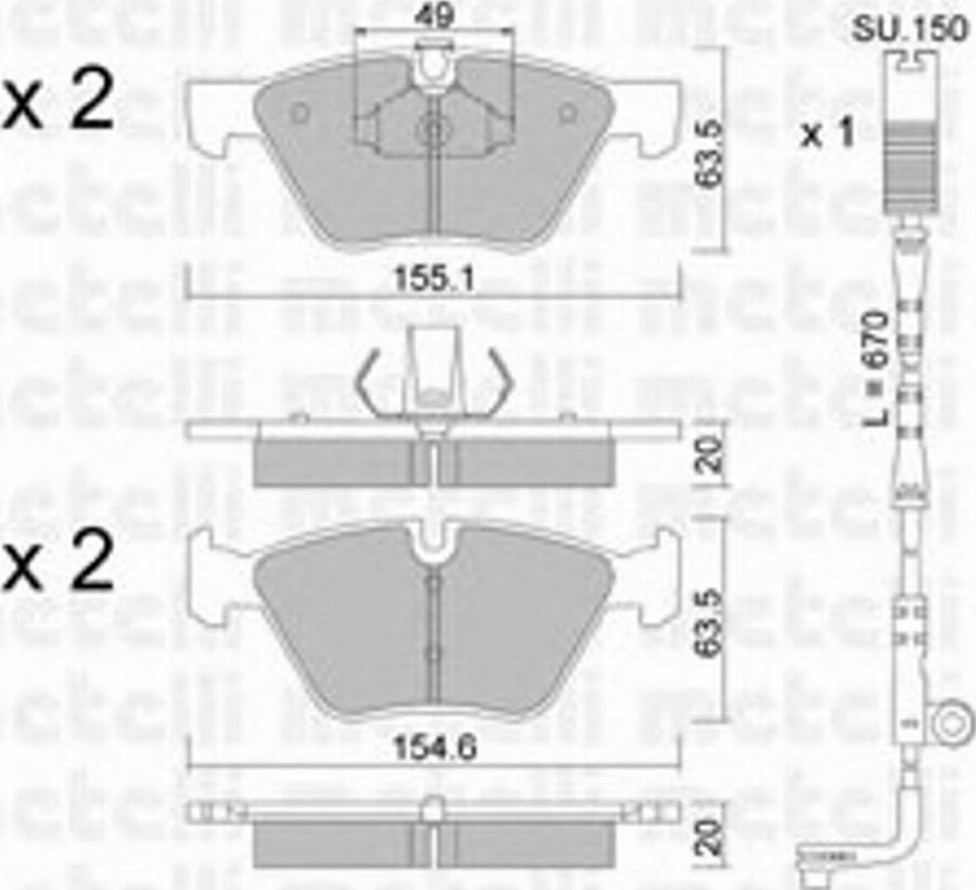 Metelli 22-0557-0K - Brake Pad Set, disc brake autospares.lv