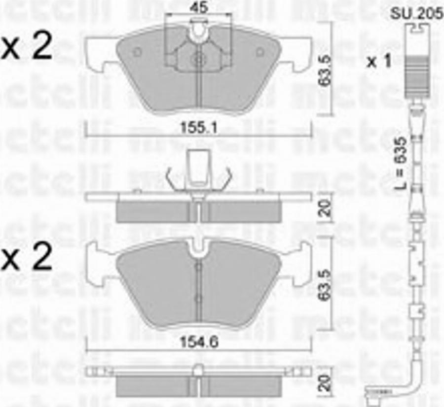 Metelli 22-0557-3K - Brake Pad Set, disc brake autospares.lv