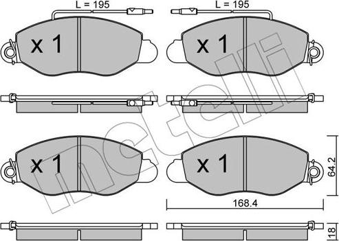 Metelli 22-0536-1 - Brake Pad Set, disc brake autospares.lv