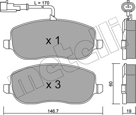 Metelli 22-0530-1 - Brake Pad Set, disc brake autospares.lv