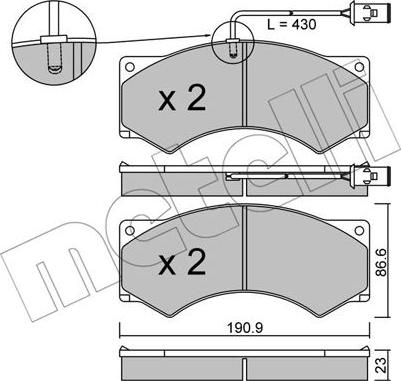 Metelli 22-0579-2 - Brake Pad Set, disc brake autospares.lv