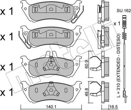 Metelli 22-0570-1K - Brake Pad Set, disc brake autospares.lv