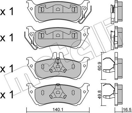 Metelli 22-0570-1 - Brake Pad Set, disc brake autospares.lv