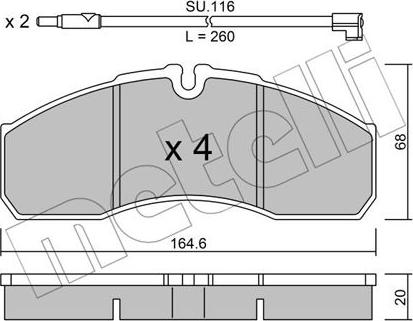 Metelli 22-0578-3K - Brake Pad Set, disc brake autospares.lv