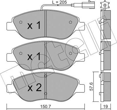 Metelli 22-0577-0 - Brake Pad Set, disc brake autospares.lv