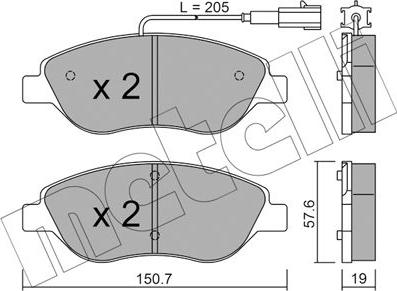 Metelli 22-0577-1 - Brake Pad Set, disc brake autospares.lv