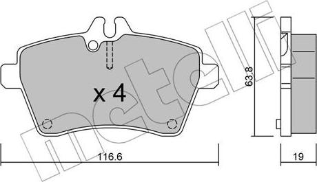 Metelli 22-0646-0 - Brake Pad Set, disc brake autospares.lv