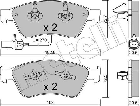 Metelli 22-0662-0 - Brake Pad Set, disc brake autospares.lv