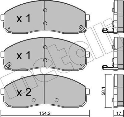 Metelli 22-0631-0 - Brake Pad Set, disc brake autospares.lv