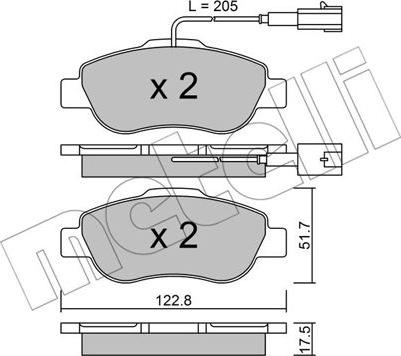 Metelli 22-0638-2 - Brake Pad Set, disc brake autospares.lv
