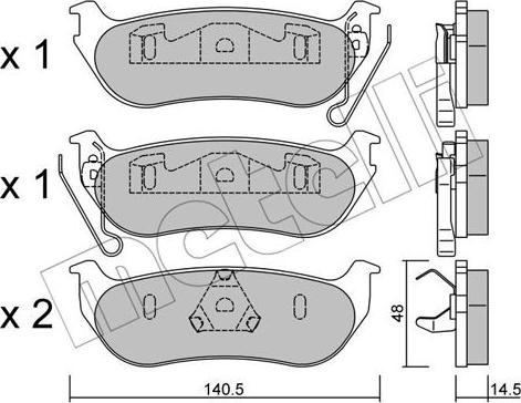 Metelli 22-0627-0 - Brake Pad Set, disc brake autospares.lv