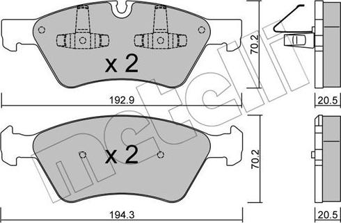 Metelli 22-0670-0 - Brake Pad Set, disc brake autospares.lv