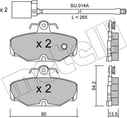 Metelli 22-0095-1K - Brake Pad Set, disc brake autospares.lv