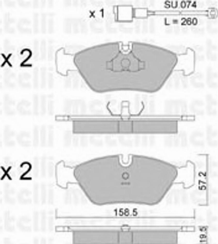 Metelli 22-0091-0K - Brake Pad Set, disc brake autospares.lv