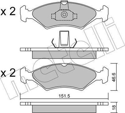 Metelli 22-0093-0 - Brake Pad Set, disc brake autospares.lv